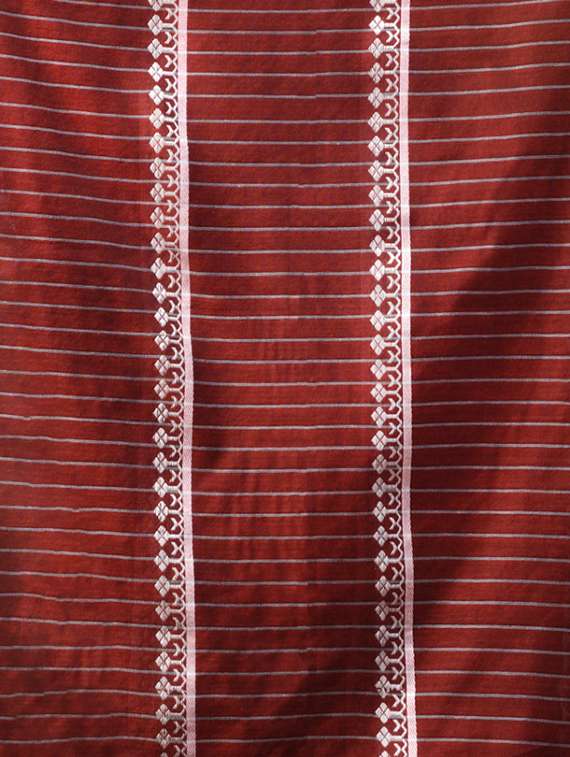 women's stripes maroon colored saree with blouse - 20225349 -  Standard Image - 3