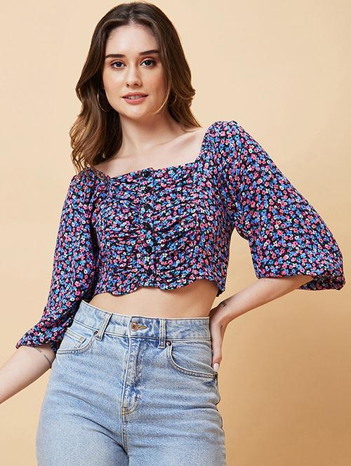 women black viscose crop top - 20225451 -  Standard Image - 0