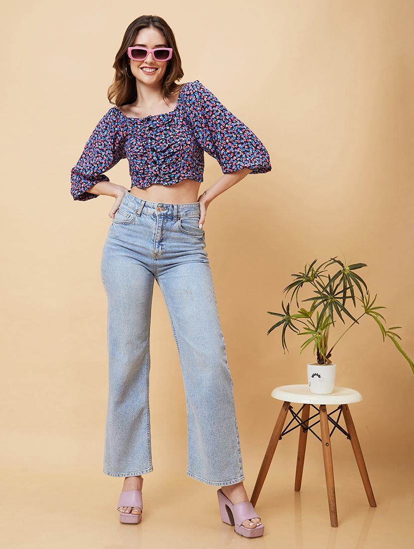 women black viscose crop top - 20225451 - Standard Image - 3