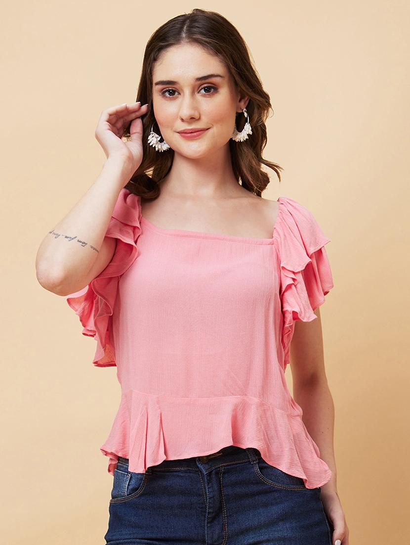 women pink viscose regular top - 20225458 - Zoom Image - 0