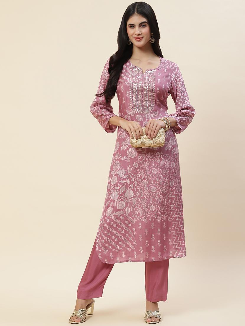 women pink kurta pant set - 20225582 - Standard Image - 3
