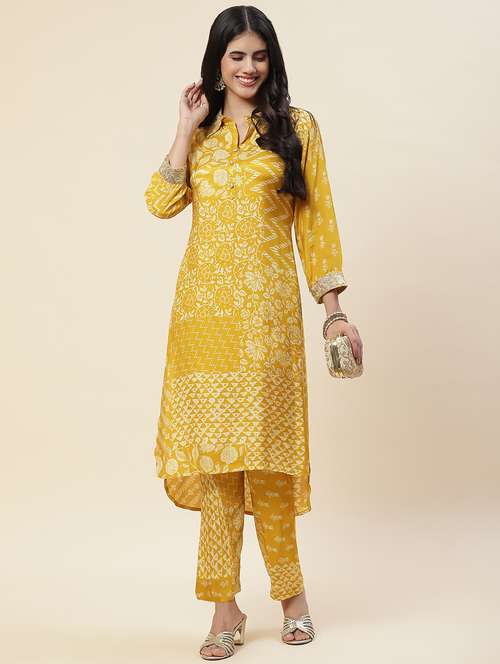 yellow muslin kurta pant  set - 20225584 -  Standard Image - 0