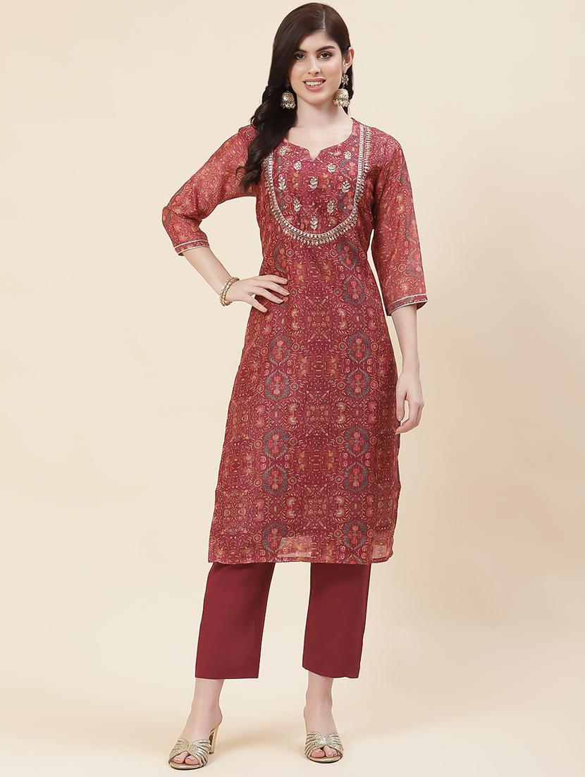 women floral printed kurta pant set - 20225602 -  Zoom Image - 0