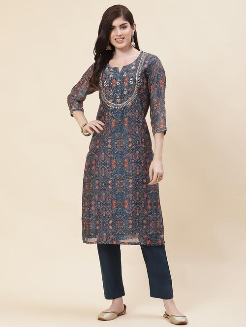 women floral printed kurta pant set - 20225603 - Standard Image - 0