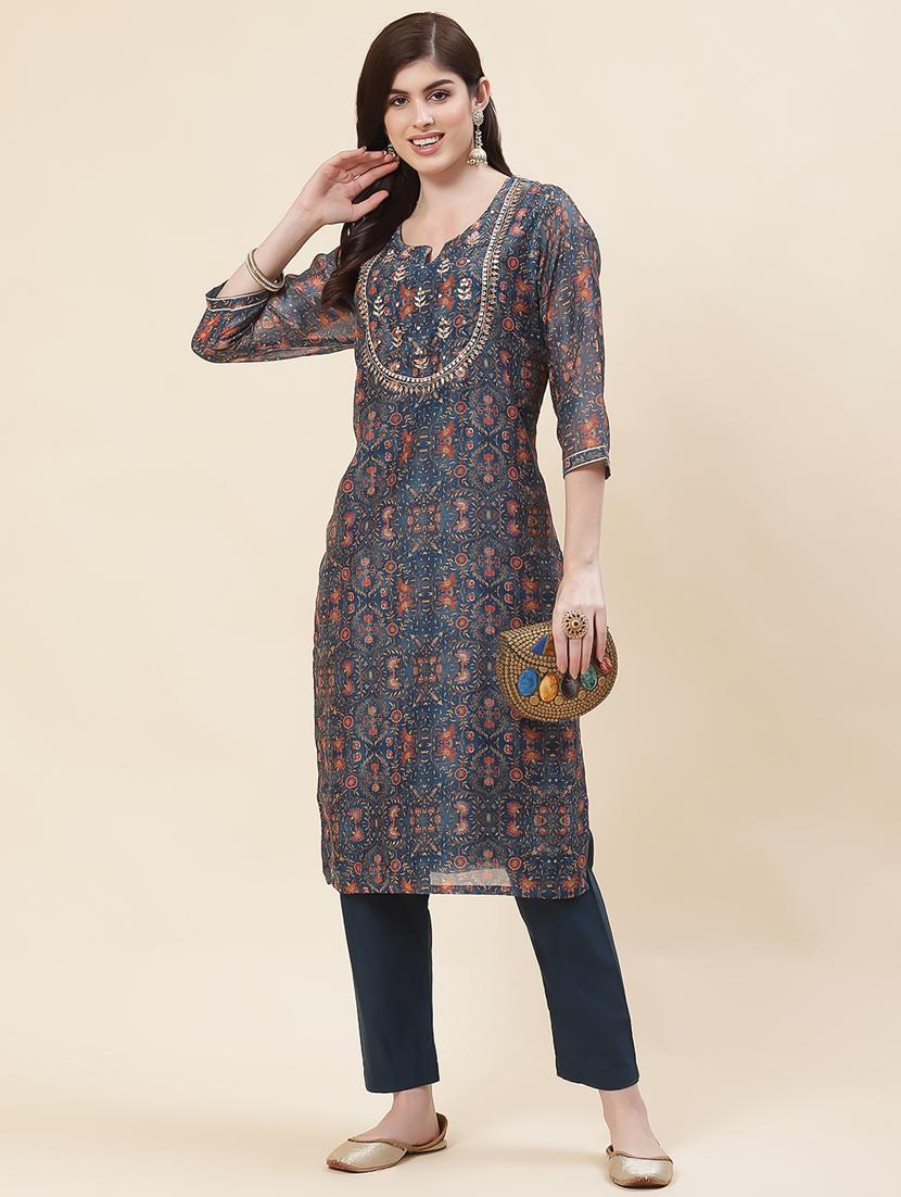 women floral printed kurta pant set - 20225603 - Standard Image - 3
