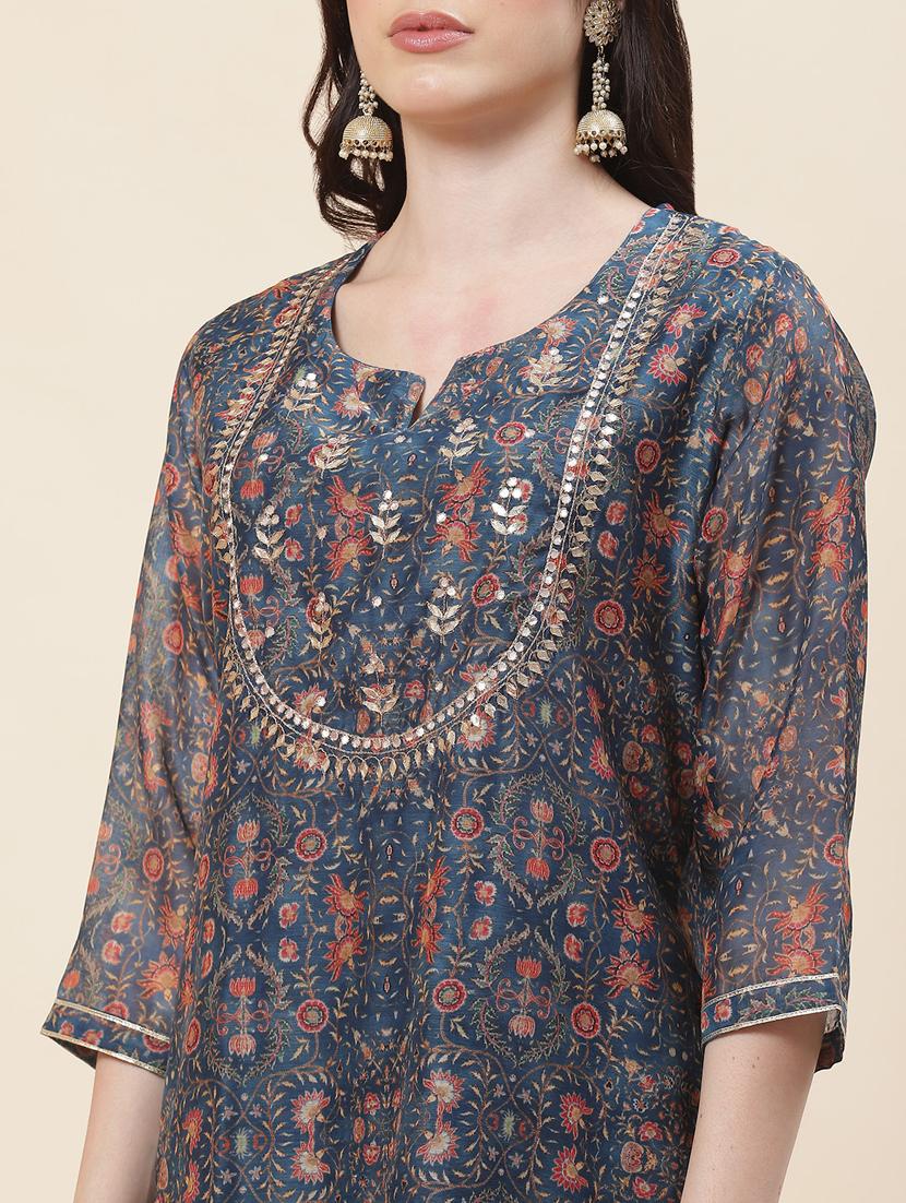 women floral printed kurta pant set - 20225603 - Standard Image - 5