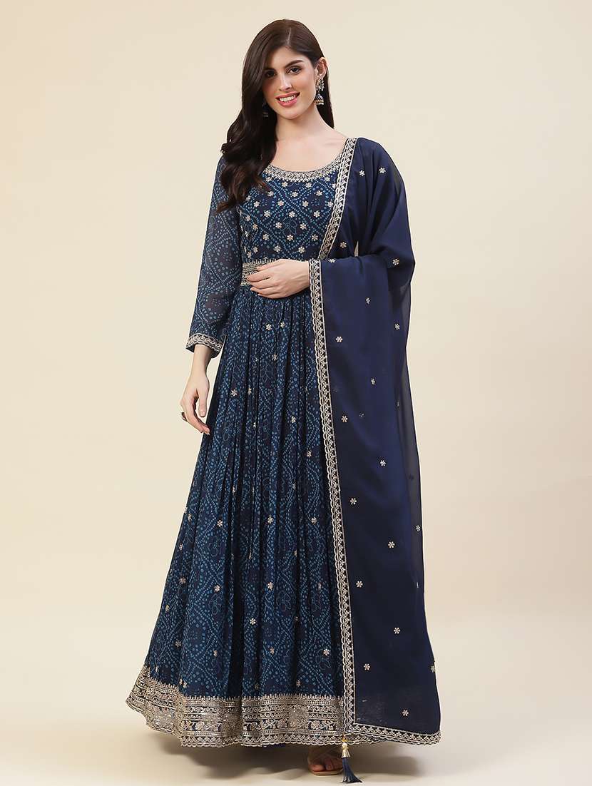women bandhani printed kurta dupatta set - 20225638 -  Zoom Image - 0