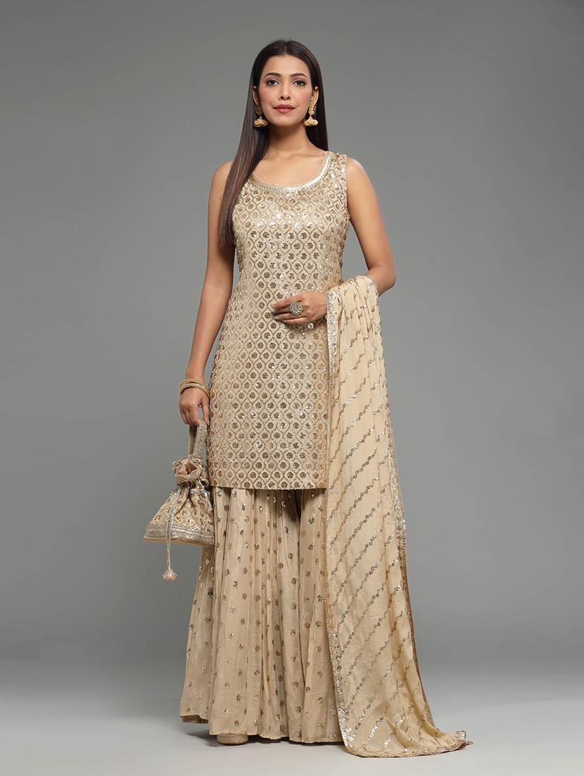 women embroidered kurta sharara set with dupatta - 20225672 - Zoom Image - 0
