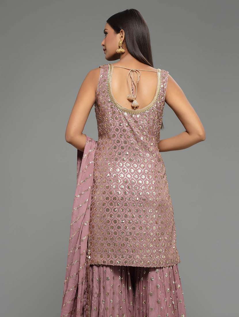 women embroidered kurta sharara set with dupatta - 20225675 -  Standard Image - 3
