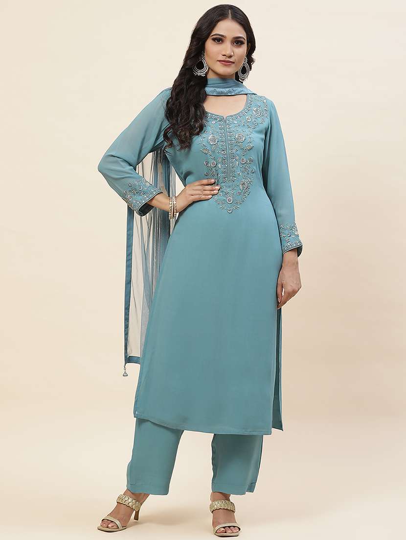 women embroidered kurta palazzo set with dupatta - 20225709 - Zoom Image - 0