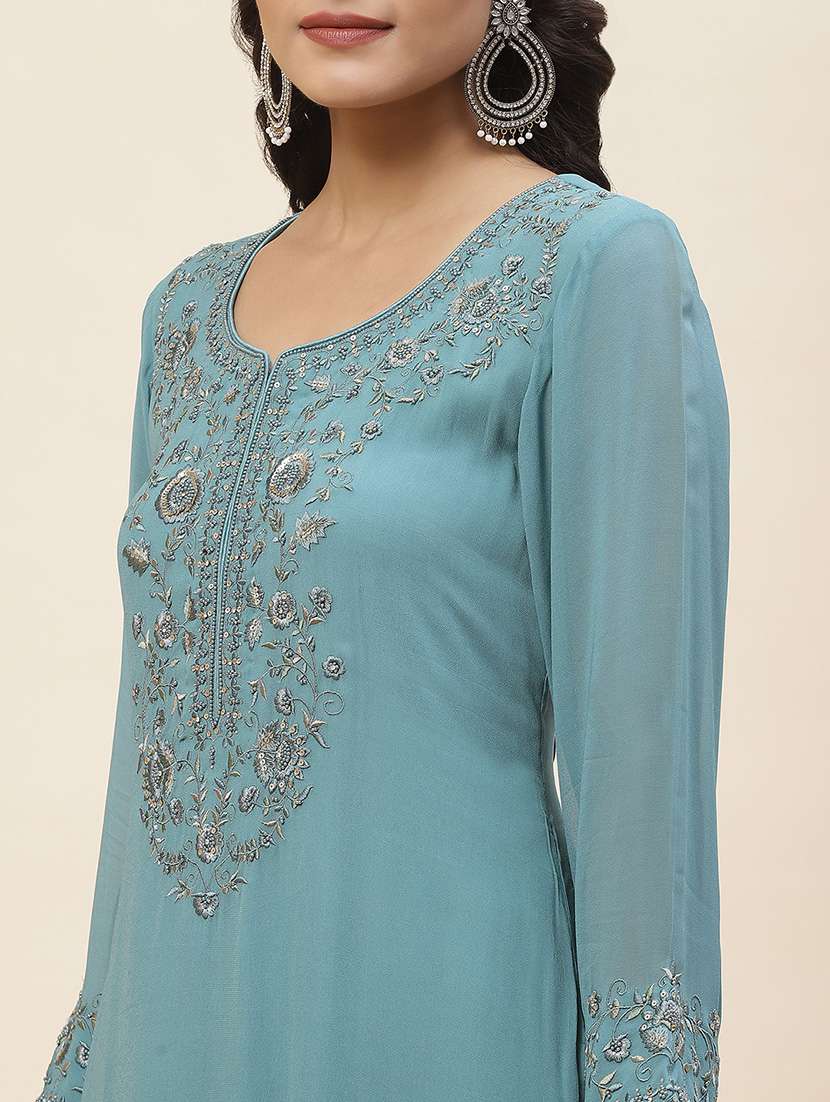 women embroidered kurta palazzo set with dupatta - 20225709 - Standard Image - 5