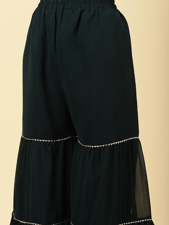 bottle green colored kurta sharara set - 20225746 - Standard Image - 5
