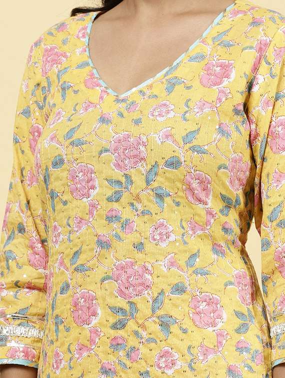 yellow colored kurta sharara set - 20225752 - Standard Image - 3