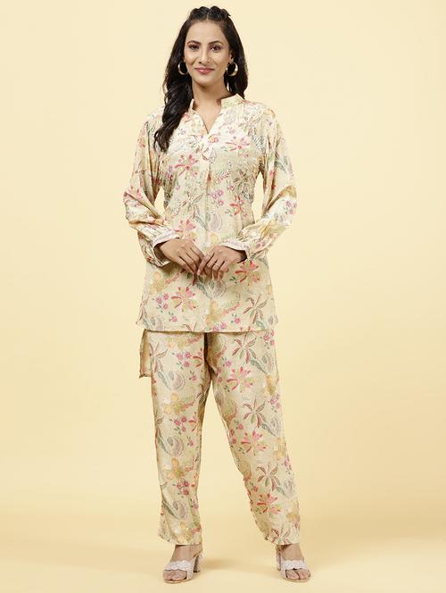 beige colored co ord set - 20225755 -  Standard Image - 0