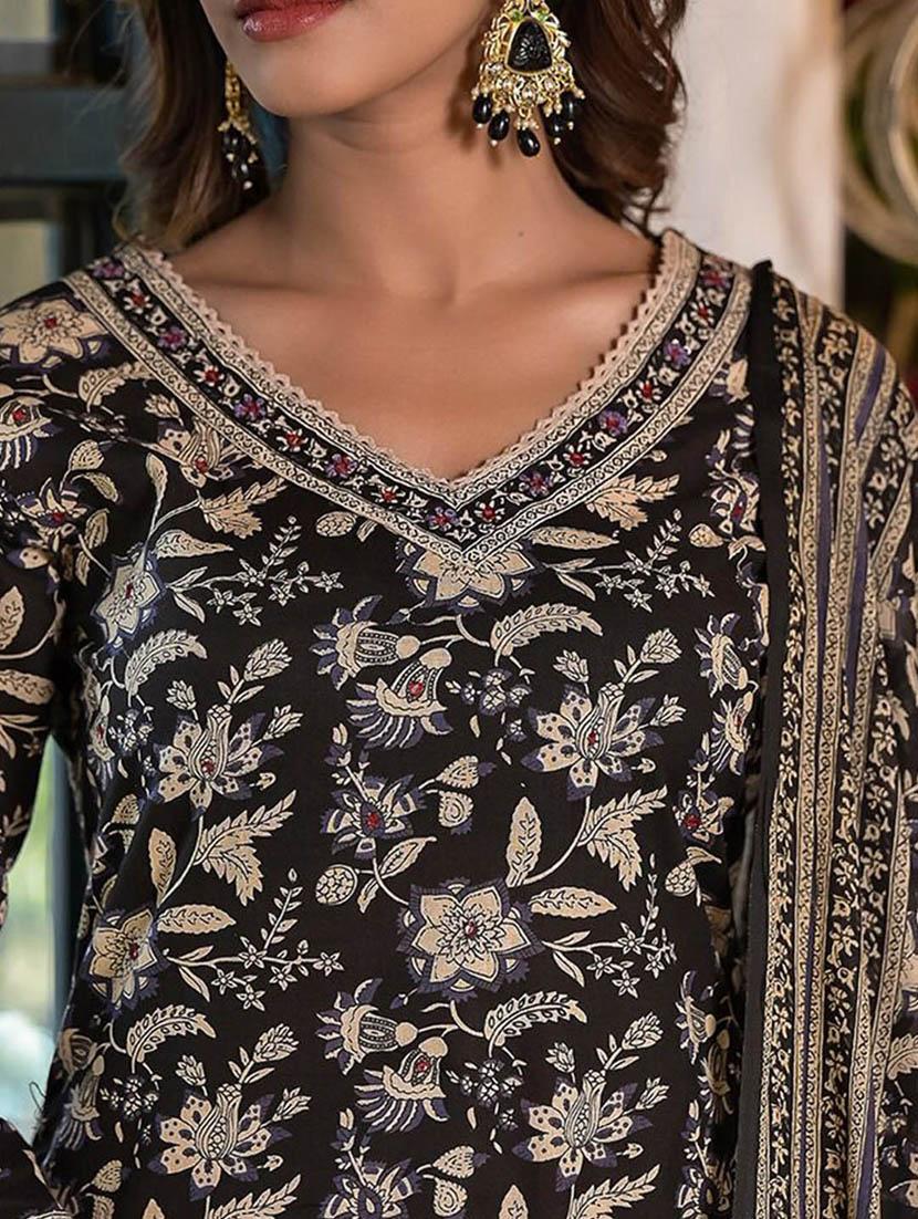 black colored kurta salwar set - 20225792 - Standard Image - 5