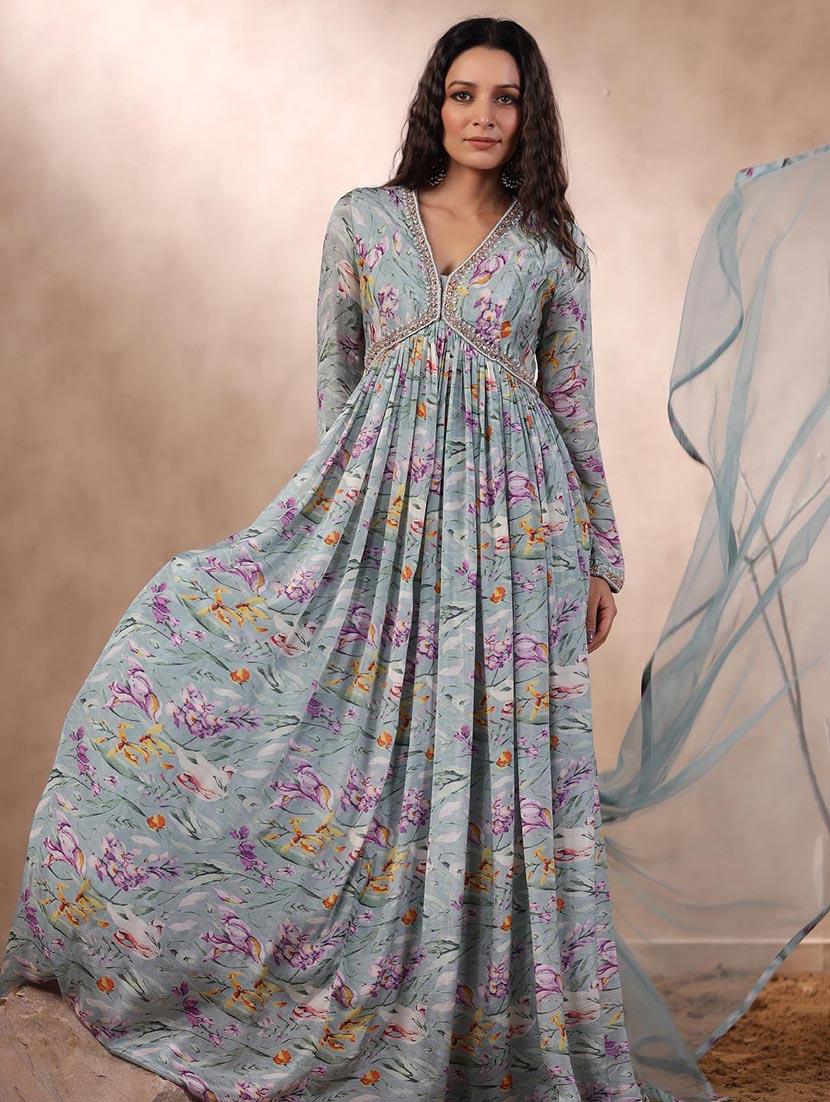 grey colored kurta dupatta set - 20225818 - Zoom Image - 0