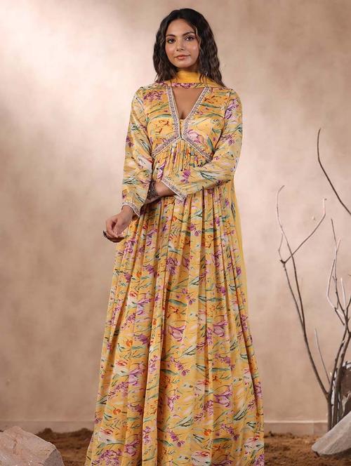 yellow colored kurta dupatta set - 20225819 - Standard Image - 0