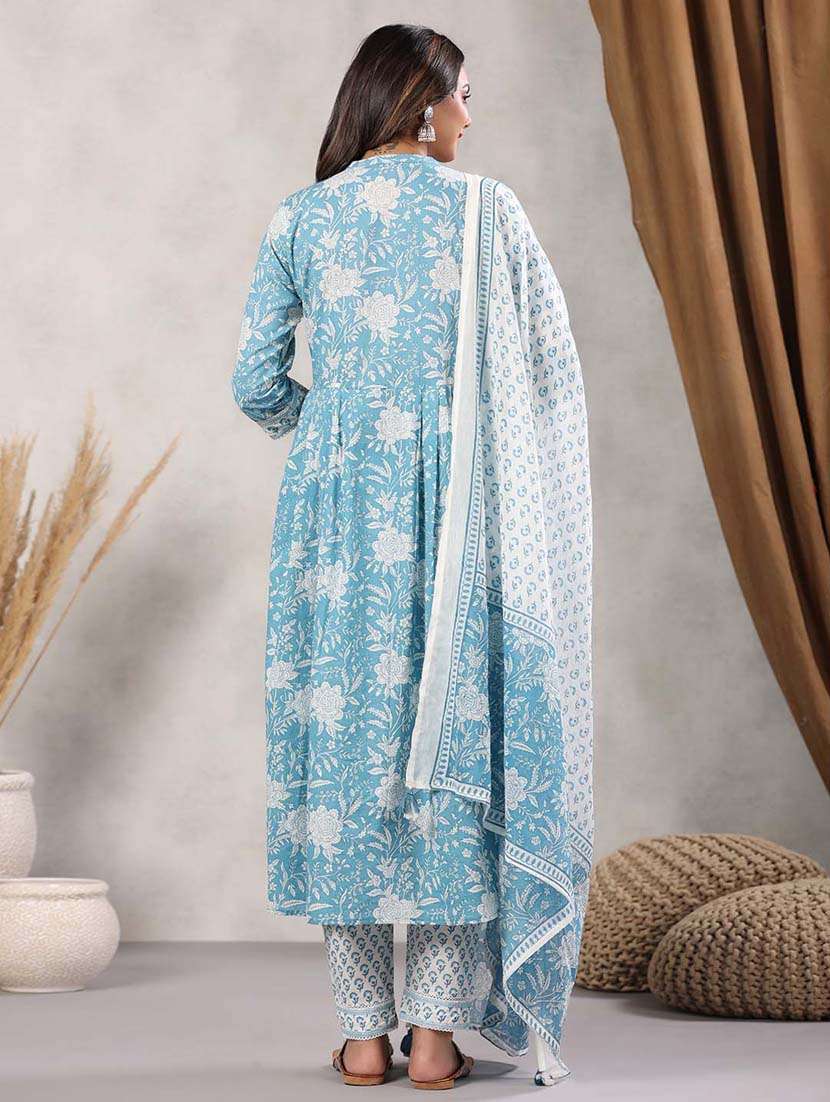 light blue colored kurta pant set - 20225823 - Standard Image - 3