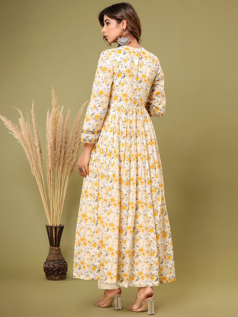 cream colored kurta dupatta set - 20225830 - Standard Image - 3