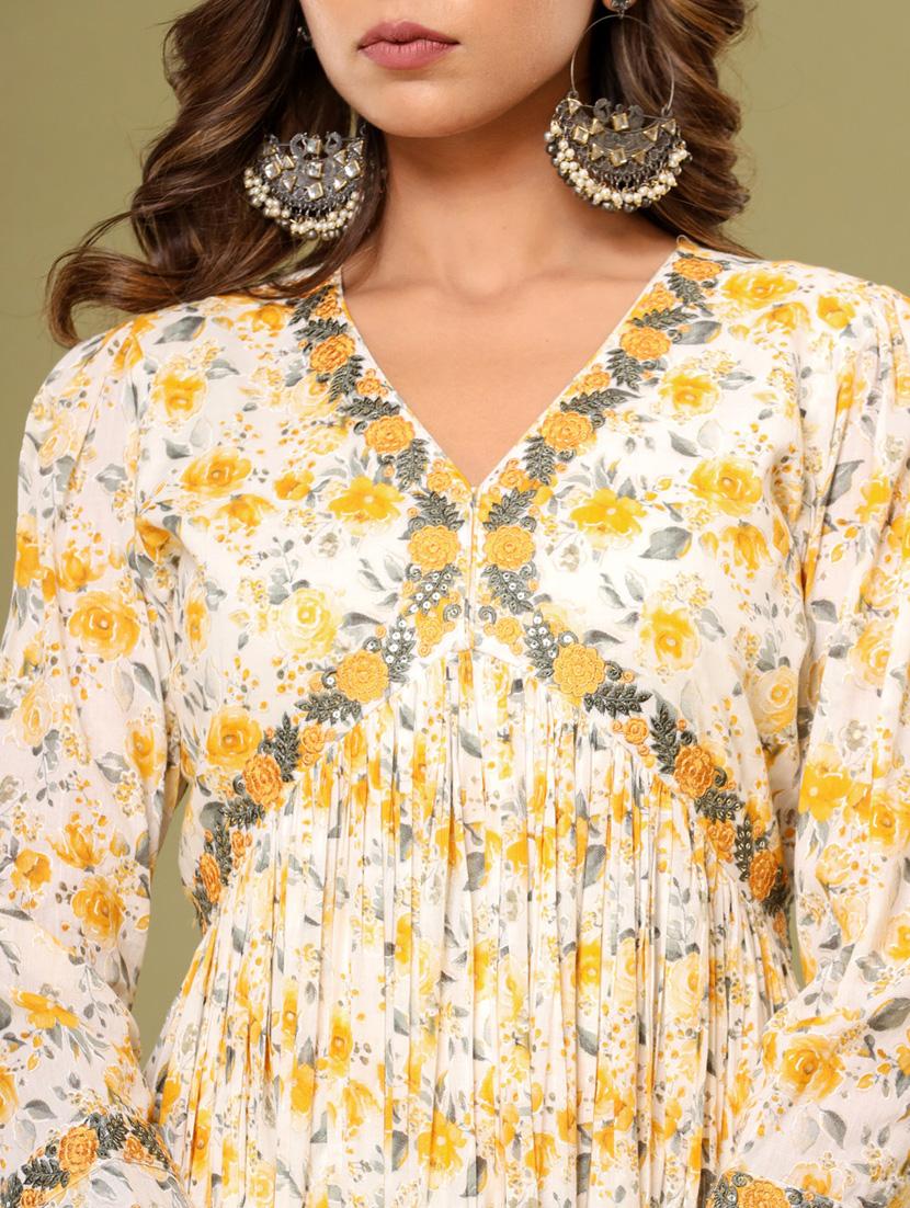 cream colored kurta dupatta set - 20225830 - Standard Image - 5