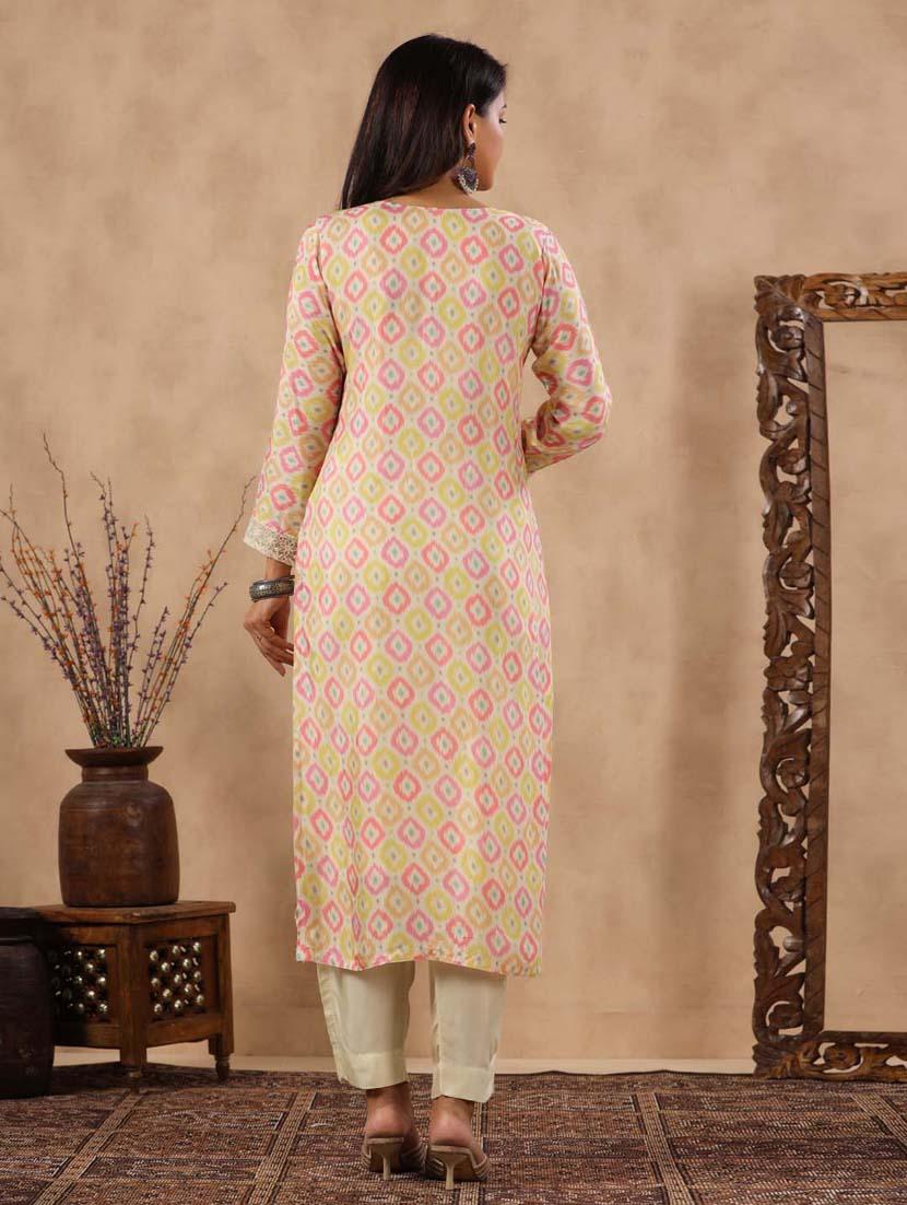 cream colored kurta pant set - 20225850 - Standard Image - 3