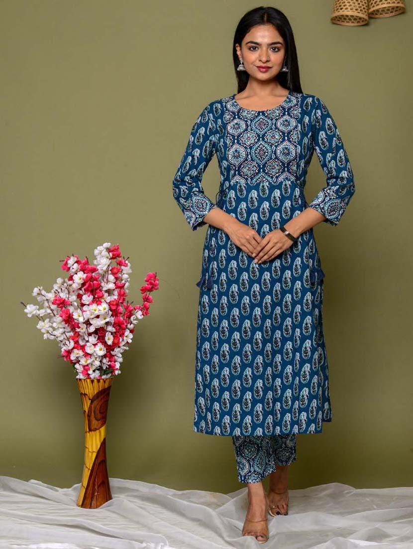blue colored kurta pant set - 20225874 - Standard Image - 5