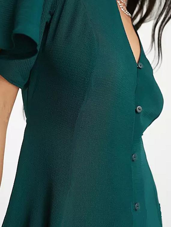 bottle green solid a-line dress - 20228491 - Standard Image - 3