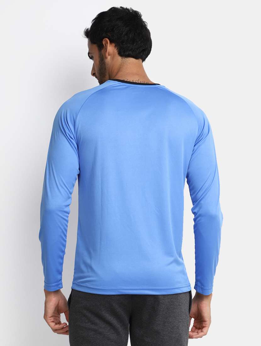 blue solid round neck t-shirt - 20228563 -  Standard Image - 3