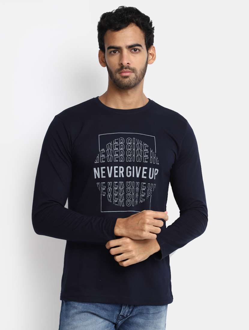 men round neck front print t-shirt