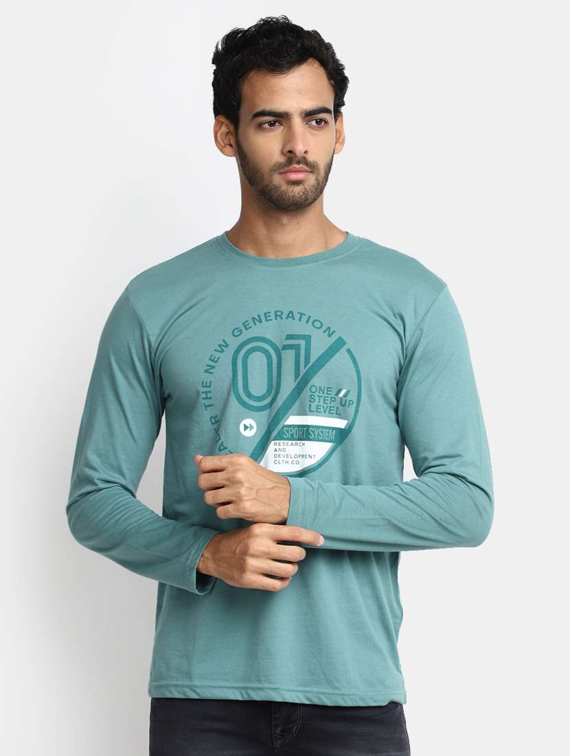 men round neck front print t-shirt
