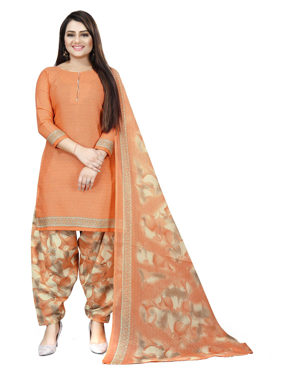orange round neck unstitched patiyala suits - 20230040 - Zoom Image - 0