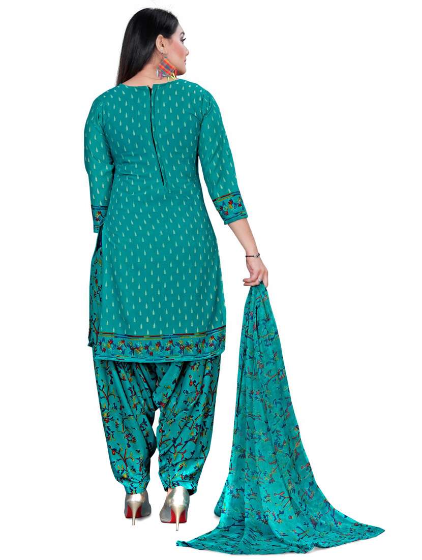 turquoise round neck unstitched patiyala suits - 20230047 -  Standard Image - 3