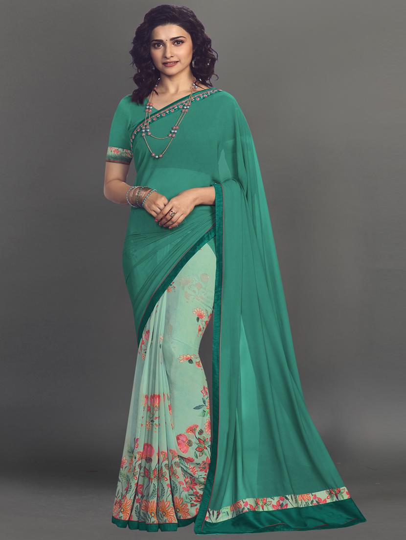 sea green colored half and half saree - 20236648 - Zoom Image - 0