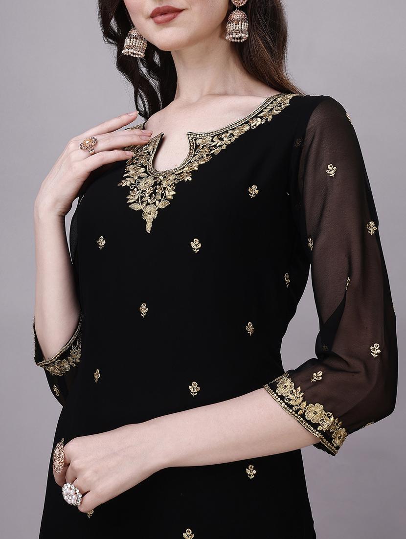 women black embroidered kurta pant set - 20239154 - Standard Image - 5