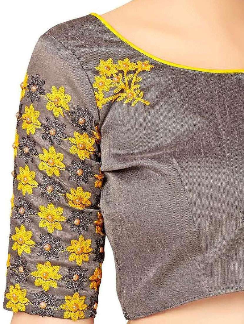 women yellow embroidered saree with blouse - 20240423 - Standard Image - 5