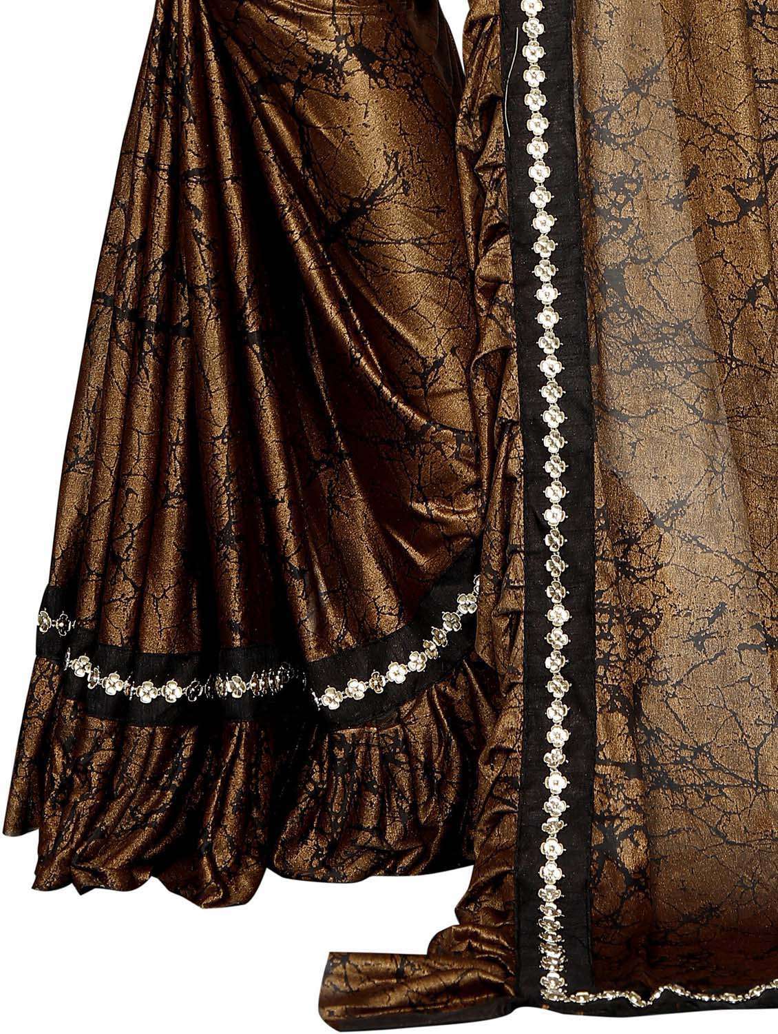 brown abstract printed saree - 20240529 -  Standard Image - 5