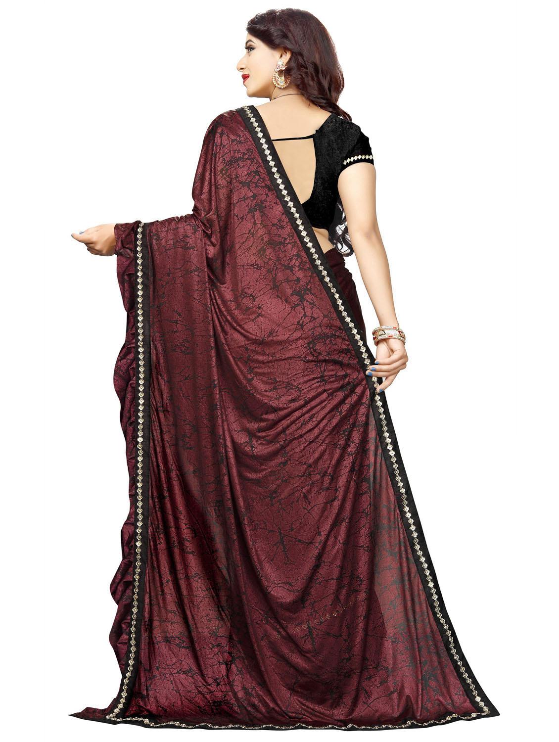 burgundy colored ruffle saree - 20240533 - Standard Image - 3
