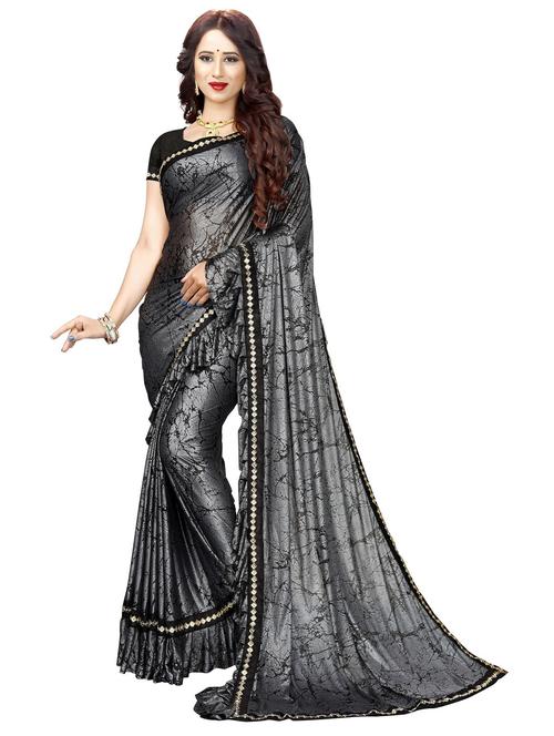 silver colored ruffle  saree - 20240534 -  Standard Image - 0