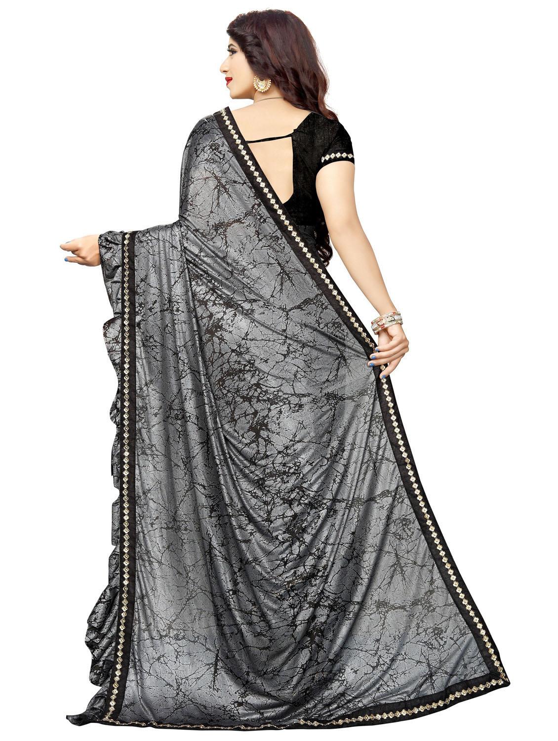silver colored ruffle saree - 20240534 - Standard Image - 3