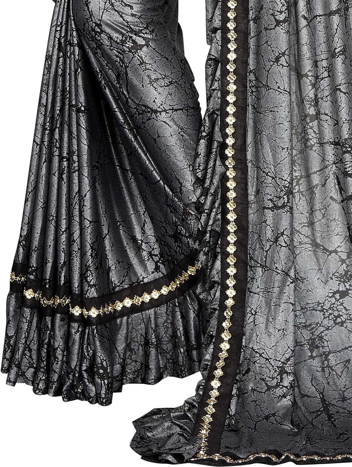 silver colored ruffle saree - 20240534 - Standard Image - 5