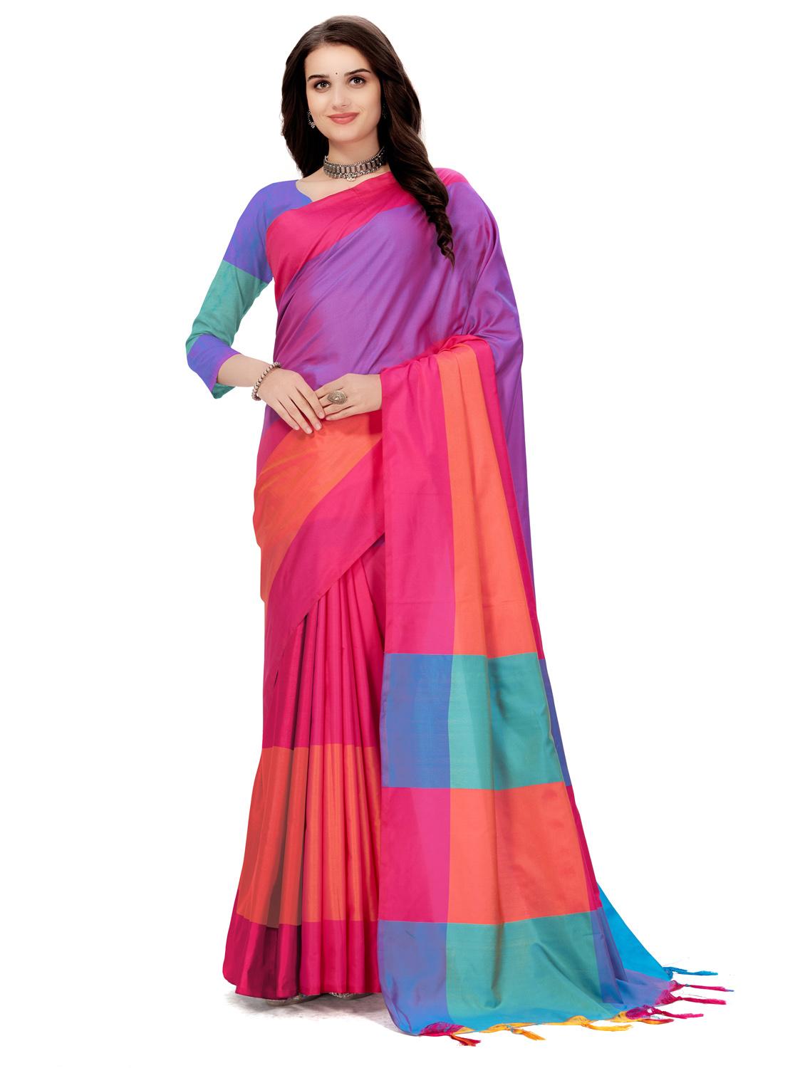 multicolor color block saree  - 20240561 -  Zoom Image - 0