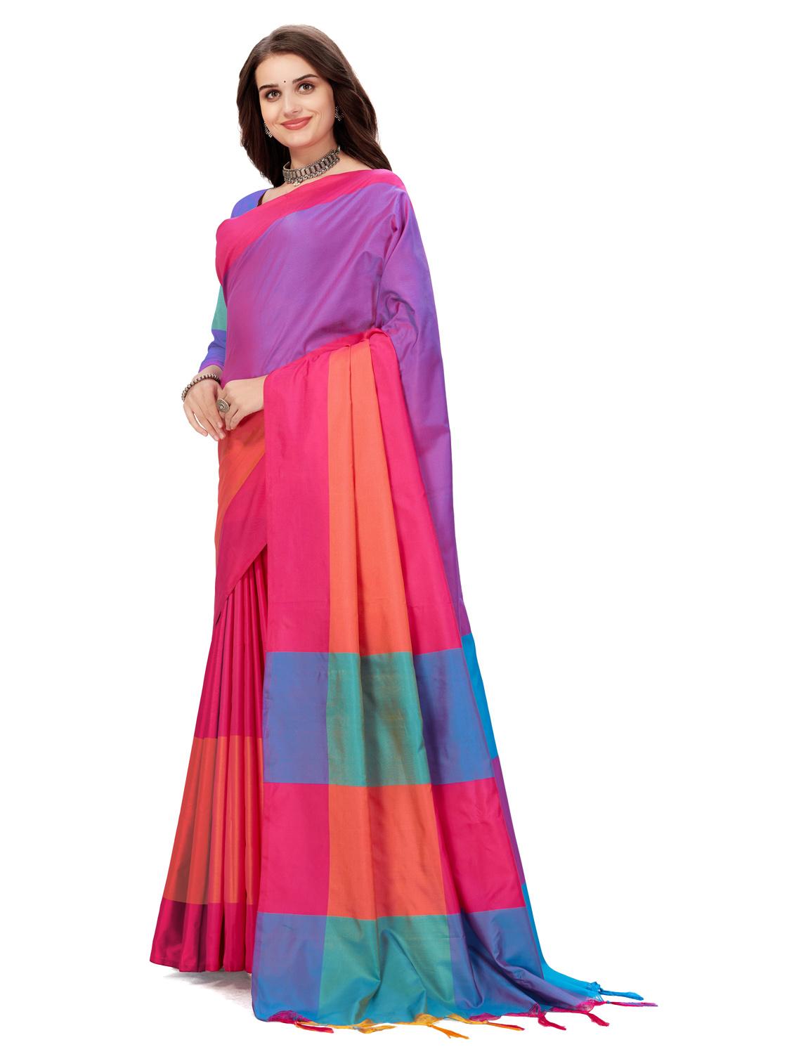 multicolor color block saree - 20240561 - Standard Image - 3
