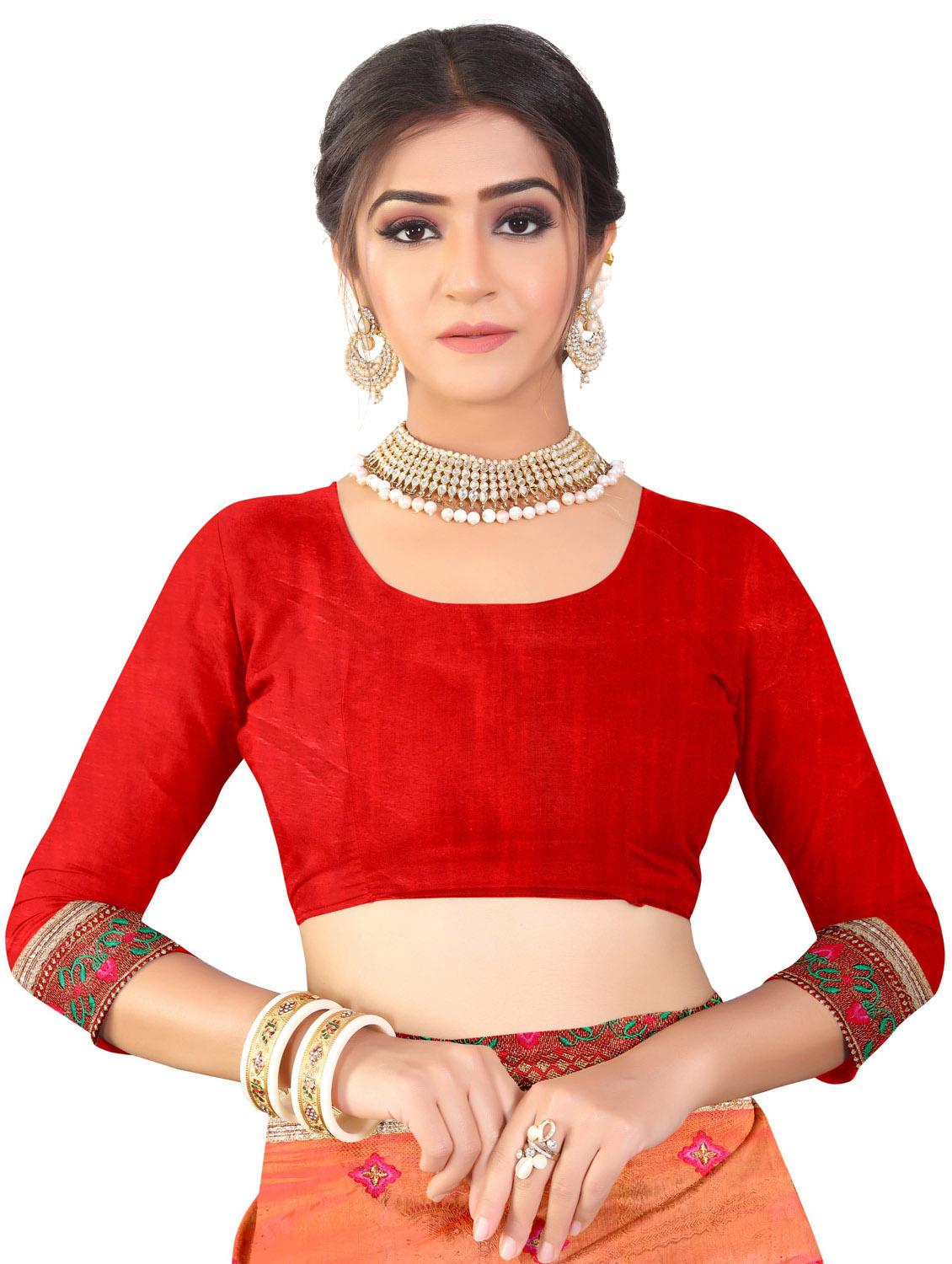 orange embroidered saree with blouse - 20240588 - Standard Image - 5