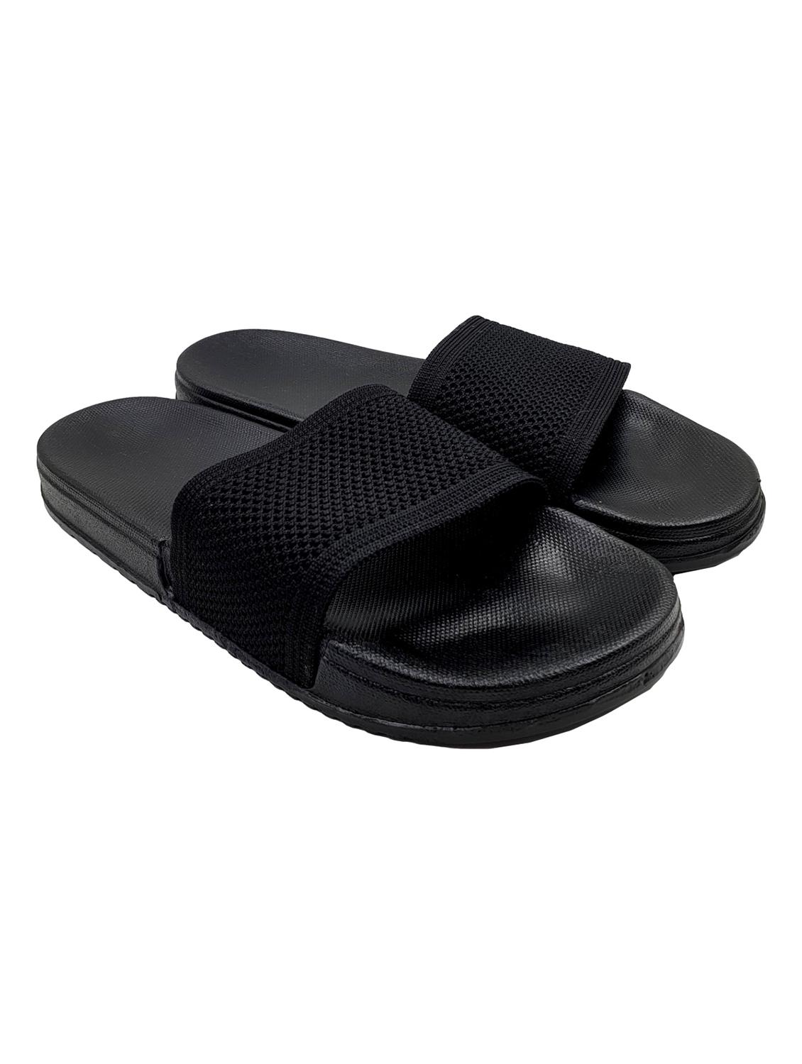 black synthetic slip on flip flops - 20240815 - Zoom Image - 0