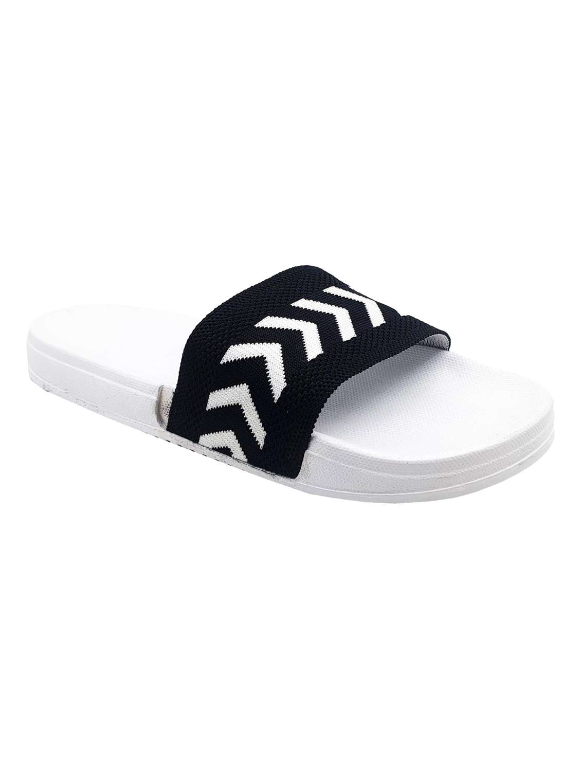 white synthetic slip on flip flops