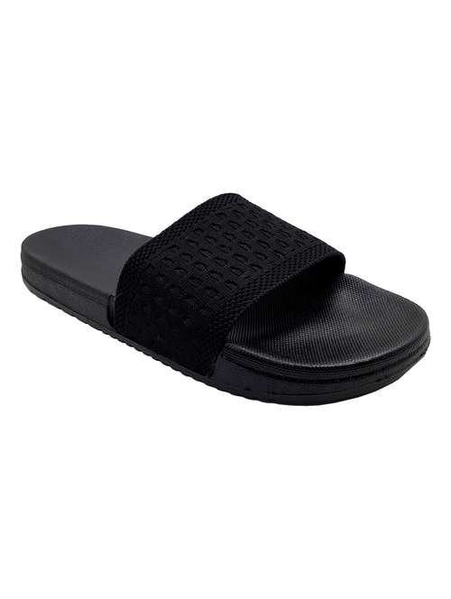 black synthetic slip on flip flops - 20240905 -  Standard Image - 0