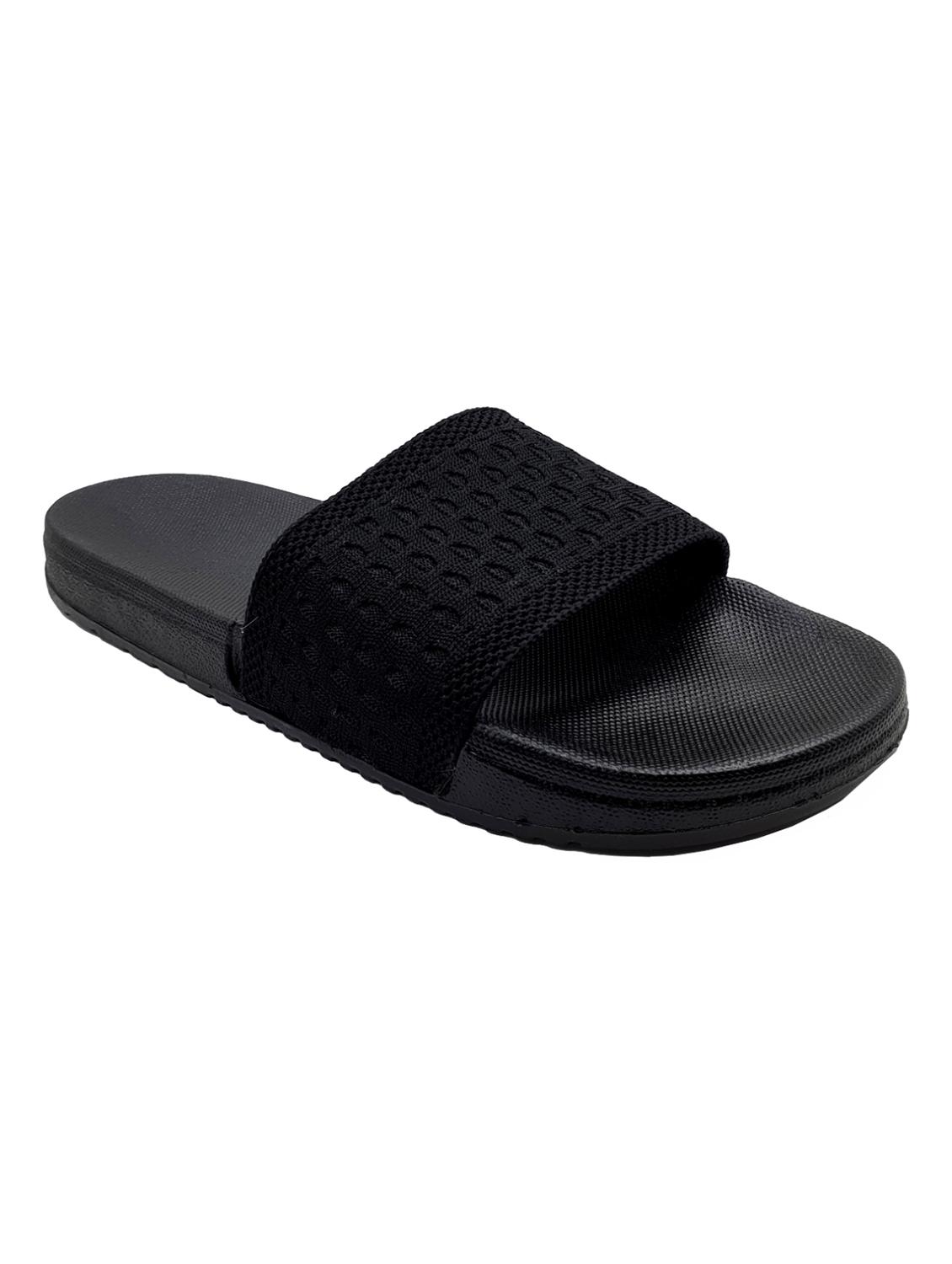 black synthetic slip on flip flops - 20240905 -  Zoom Image - 0