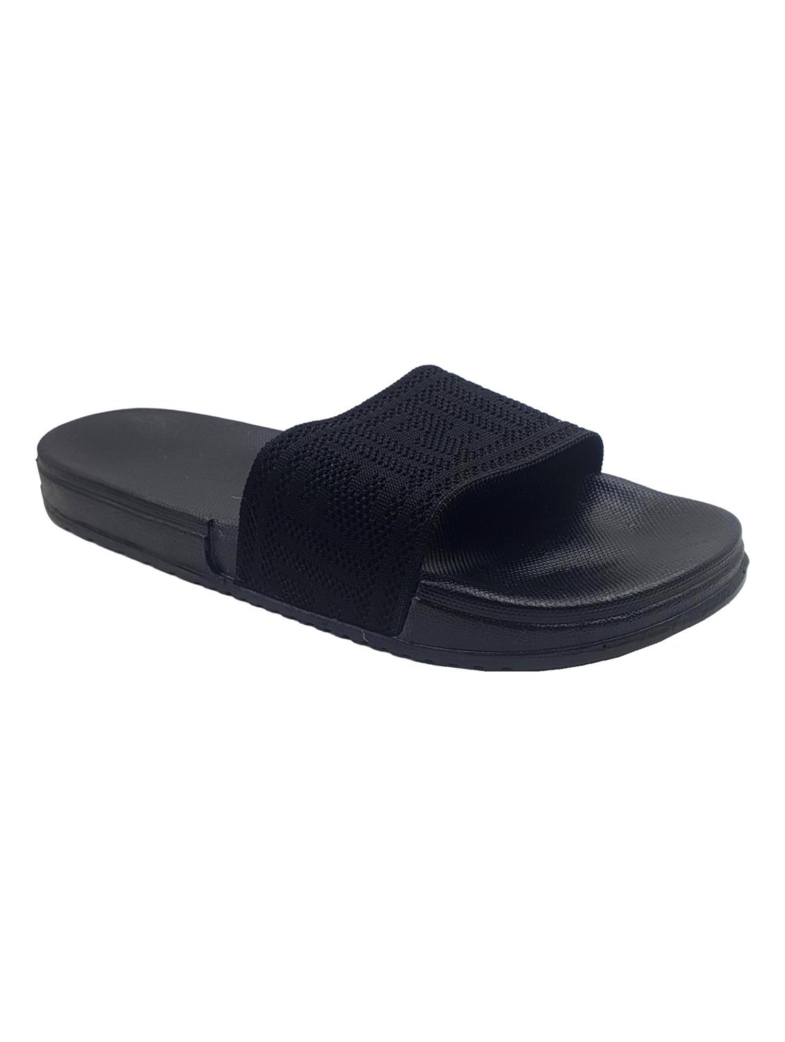 black synthetic slip on flip flops - 20240938 -  Zoom Image - 0