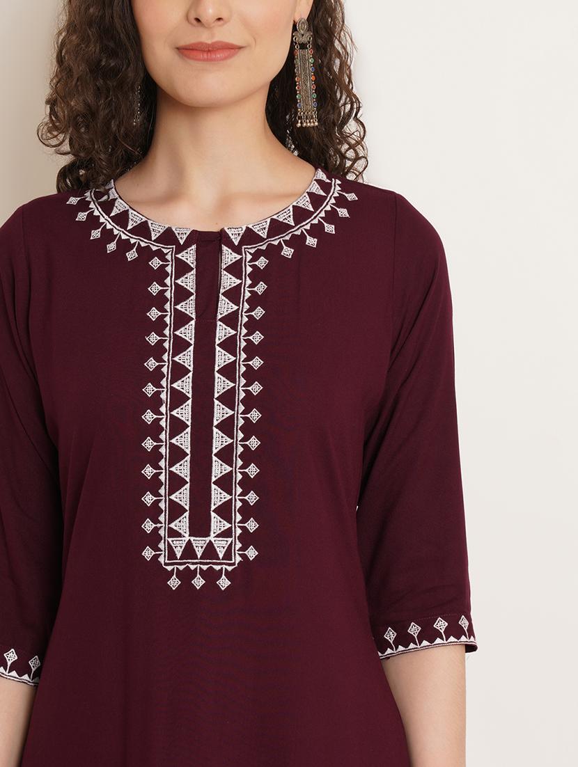 embroidered cotton kurta pant set - 20242957 - Standard Image - 5
