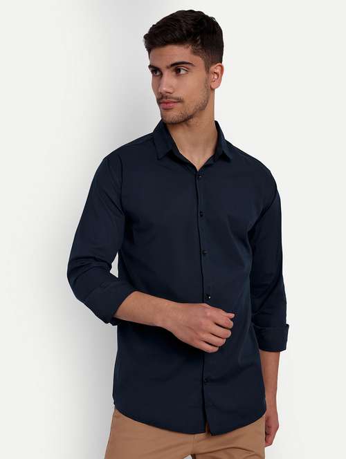 dark blue cotton casual shirt - 20244349 -  Standard Image - 0